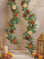 5.5FT Artificial Rose Garland Fake Flower Garland - Terracotta, alternate view 2