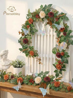 5.5FT Artificial Rose Garland Fake Flower Garland - Terracotta, alternate view 3
