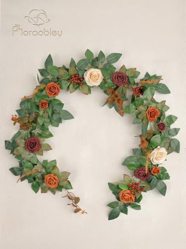 5.5FT Artificial Rose Garland Fake Flower Garland - Terracotta, alternate view 4