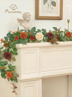 5.5FT Artificial Rose Garland Fake Flower Garland - Terracotta, alternate view 6