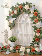 5.5FT Artificial Rose Garland Fake Flower Garland - Warm Orange, alternate view 2