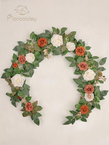 5.5FT Artificial Rose Garland Fake Flower Garland - Warm Orange, alternate view 3