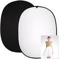 5*6.5 ft (2mX1.5m) 2 in 1 Polyester Muslin Black White Backdrop