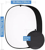 5*6.5 ft (2mX1.5m) 2 in 1 Polyester Muslin Black White Backdrop, alternate view 2