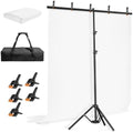 5 * 6.5ft White Photo Backdrop Stand Kit with T-Shape Stand