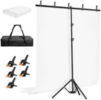 5 * 6.5ft White Photo Backdrop Stand Kit with T-Shape Stand