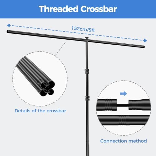 5 * 6.5ft White Photo Backdrop Stand Kit with T-Shape Stand, alternate view 4