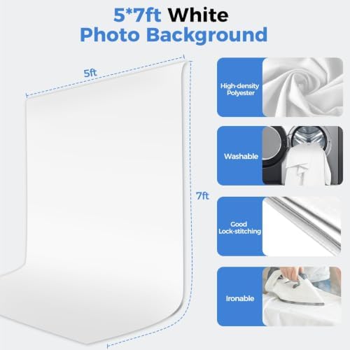 5 * 6.5ft White Photo Backdrop Stand Kit with T-Shape Stand, alternate view 5