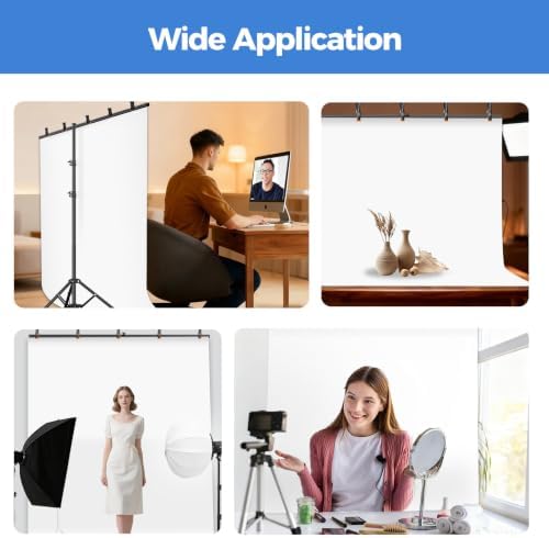 5 * 6.5ft White Photo Backdrop Stand Kit with T-Shape Stand, alternate view 6