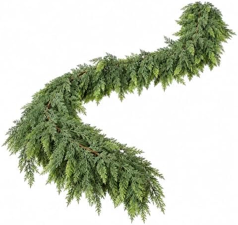 5.7 FT Christmas Cedar Real Touch Garland for Mantle Decoration in Green