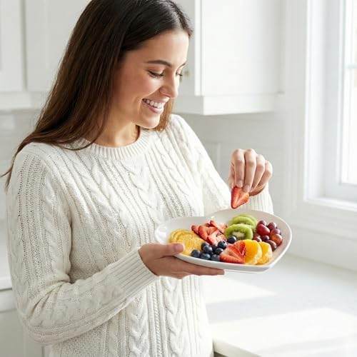 5.7" Heart Shaped Plates, Ceramic Salad Dessert Snack Plates Cake Waffles Dish Fruit Food Dinnerware Serving for, alternate