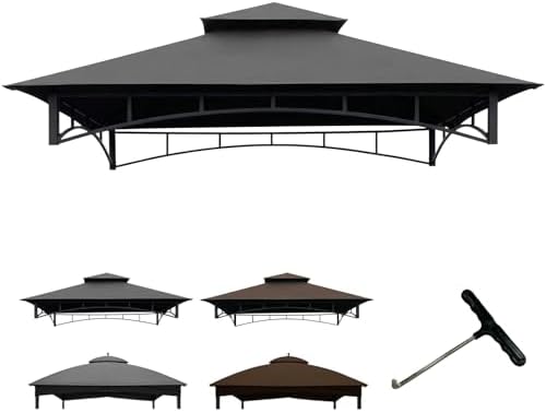 5' ×8' Grill Gazebo Replacement Canopy Top for L-GG001PST-F, Grey in Grey