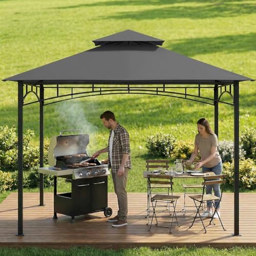 5' ×8' Grill Gazebo Replacement Canopy Top for L-GG001PST-F, Grey in Grey, alternate view 2