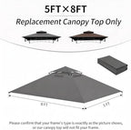 5' ×8' Grill Gazebo Replacement Canopy Top for L-GG001PST-F, Grey in Grey, alternate view 3