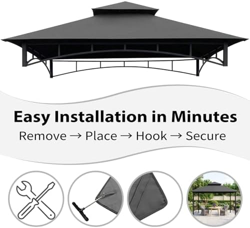 5' ×8' Grill Gazebo Replacement Canopy Top for L-GG001PST-F, Grey in Grey, alternate view 4