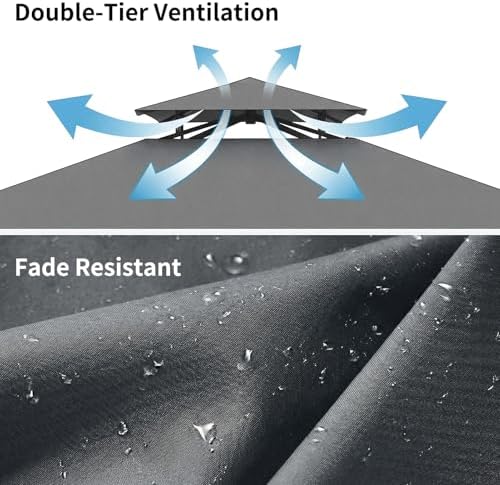 5' ×8' Grill Gazebo Replacement Canopy Top for L-GG001PST-F, Grey in Grey, alternate view 6