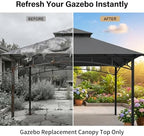 5' ×8' Grill Gazebo Replacement Canopy Top for L-GG001PST-F, Grey in Grey, alternate view 7
