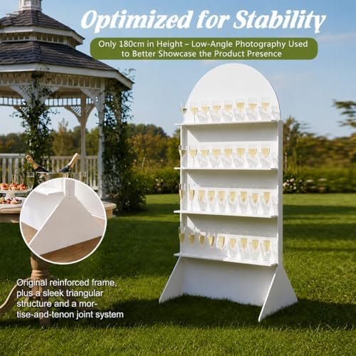 5.9 ft 4-Tier Champagne Wall Holder, Wedding Arch Backdrop Stand, alternate view 5