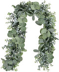 5.9' Long Faux Silver Dollar Eucalyptus Leaves Greenery Artificial Garland in Grey Green for Wedding Arch Swag