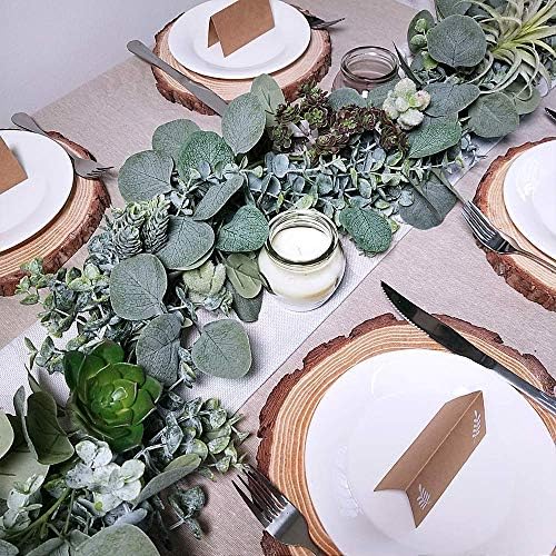 5.9' Long Faux Silver Dollar Eucalyptus Leaves Greenery Artificial Garland in Grey Green for Wedding Arch Swag, alternate