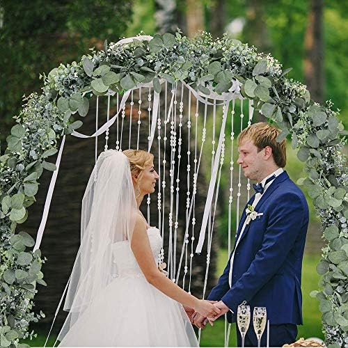 5.9' Long Faux Silver Dollar Eucalyptus Leaves Greenery Artificial Garland in Grey Green for Wedding Arch Swag, alternate