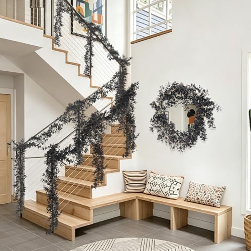 5.9FT Black Artificial Monstera Leaves Garland Hanging Vine 2Pcs, alternate view 4