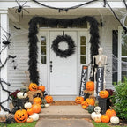 5.9FT Black Artificial Norfolk Pine Garland Real Touch Halloween Garlands Faux Garland for Table Mantle Holiday, alternate