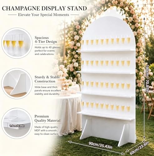 5.9Ft Champagne Wall, Wedding Arch Backdrop Display Stand(MDF), alternate view 2