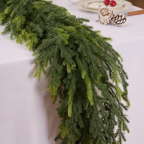 5.9FT Christmas Norfolk Garland, Realistic Faux Pine Garlands, Green Artificial Greenery Garland for Winter, alternate view 6