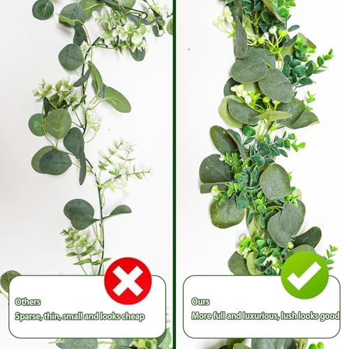 5.9FT Eucalyptus Garland, Artificial Greenery Garland Flower, Green Garland Wreath Vines Decorations, Fake, alternate view 6