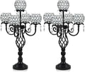 5-Arm Crystal Candelabra Centerpiece 23.2" Tall - Elegant Candle Holder Stand with Crystal Bowl, Chic Table