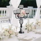 5-Arm Crystal Candelabra Centerpiece 23.2" Tall - Elegant Candle Holder Stand with Crystal Bowl, Chic Table, alternate view 5
