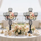 5-Arm Crystal Candelabra Centerpiece 23.2" Tall - Elegant Candle Holder Stand with Crystal Bowl, Chic Table, alternate view 7