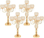5-Arm Crystal Candelabra Centerpiece 23.2" Tall - Elegant Candle Holder Stand with Crystal Bowl, Chic Table