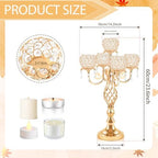 5-Arm Crystal Candelabra Centerpiece 23.2" Tall - Elegant Candle Holder Stand with Crystal Bowl, Chic Table, alternate view 3