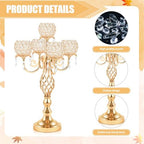 5-Arm Crystal Candelabra Centerpiece 23.2" Tall - Elegant Candle Holder Stand with Crystal Bowl, Chic Table, alternate view 4