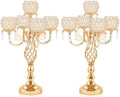 5-Arm Crystal Candelabra Centerpiece 23.2" Tall - Elegant Candle Holder Stand with Crystal Bowl, Chic Table