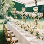 5-Arm Crystal Candelabra Centerpiece 23.2" Tall - Elegant Candle Holder Stand with Crystal Bowl, Chic Table, alternate view 2