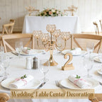 5 Arm Metal Crystal Candelabra Centerpiece - 13.4 Inch Elegant Candle Holder with Crystal Beads for Wedding, alternate view 2