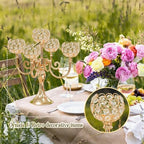 5 Arm Metal Crystal Candelabra Centerpiece - 13.4 Inch Elegant Candle Holder with Crystal Beads for Wedding, alternate view 6