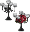 5 Arm Metal Crystal Candelabra Centerpiece - 13.4 Inch Elegant Candle Holder with Crystal Beads for Wedding