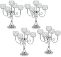 5 Arm Metal Crystal Candelabra Centerpiece - 13.4 Inch Elegant Candle Holder with Crystal Beads for Wedding