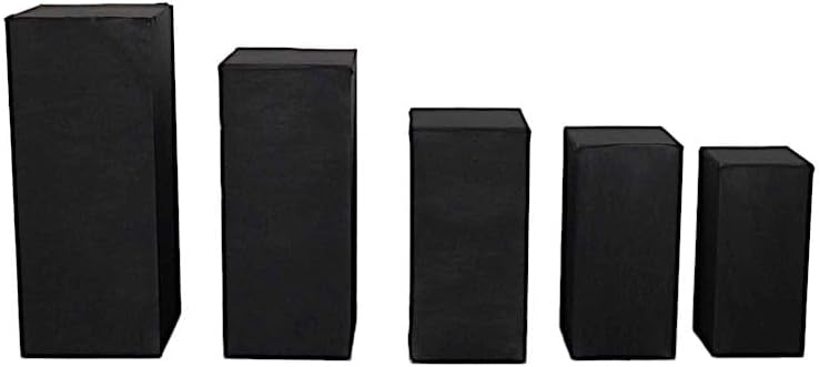 5 Black Rectangular Pedestal Fitted Spandex Display Stand Covers Set Wedding Party Events Reception Home