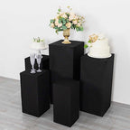 5 Black Rectangular Pedestal Fitted Spandex Display Stand Covers Set Wedding Party Events Reception Home, alternate view 3