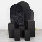 5 Black Rectangular Pedestal Fitted Spandex Display Stand Covers Set Wedding Party Events Reception Home, alternate view 5