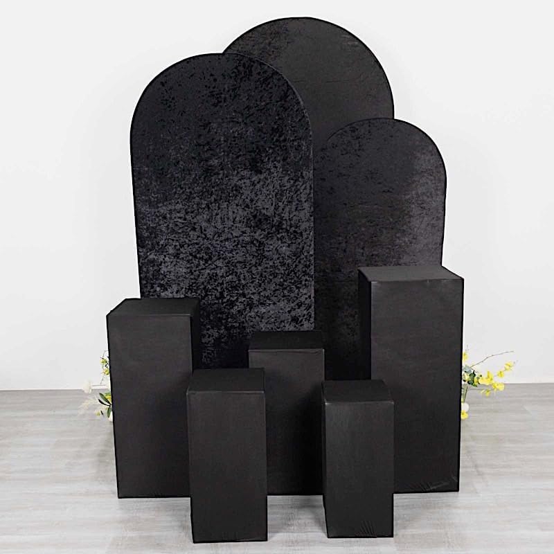 5 Black Rectangular Pedestal Fitted Spandex Display Stand Covers Set Wedding Party Events Reception Home, alternate view 5
