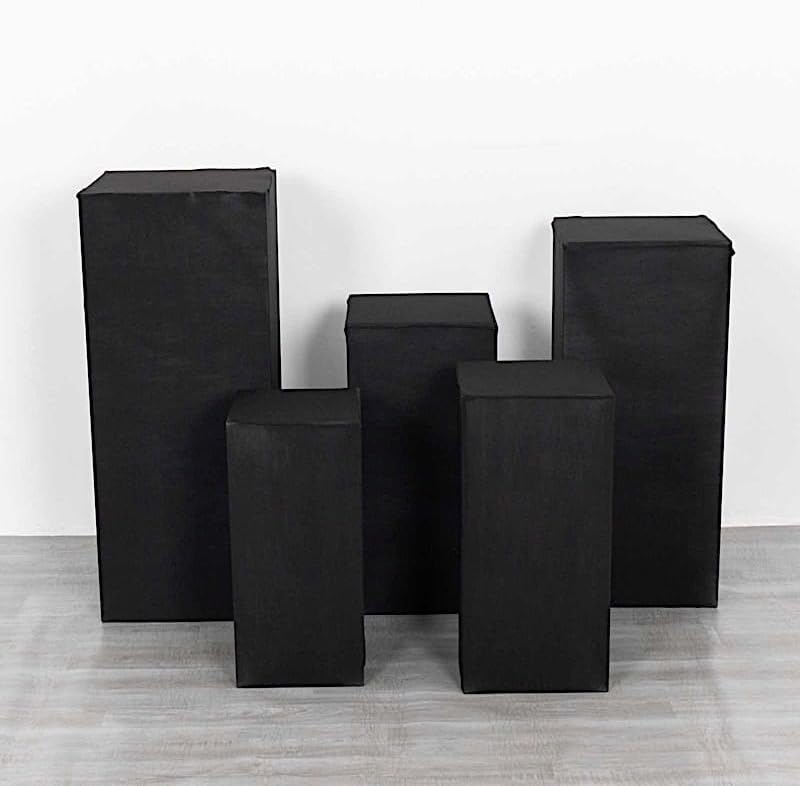 5 Black Rectangular Pedestal Fitted Spandex Display Stand Covers Set Wedding Party Events Reception Home, alternate view 6