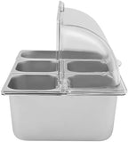 5 Compartment Food Serving Display Container, Stainless Steel Buffet Condiment Dispenser with Flip Lid, alternate view 3