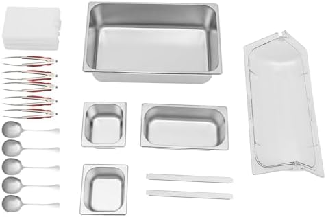 5 Compartment Food Serving Display Container, Stainless Steel Buffet Condiment Dispenser with Flip Lid, alternate view 7