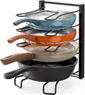 5 Compartments Height Adjustable Pan Organizer, Black in Black